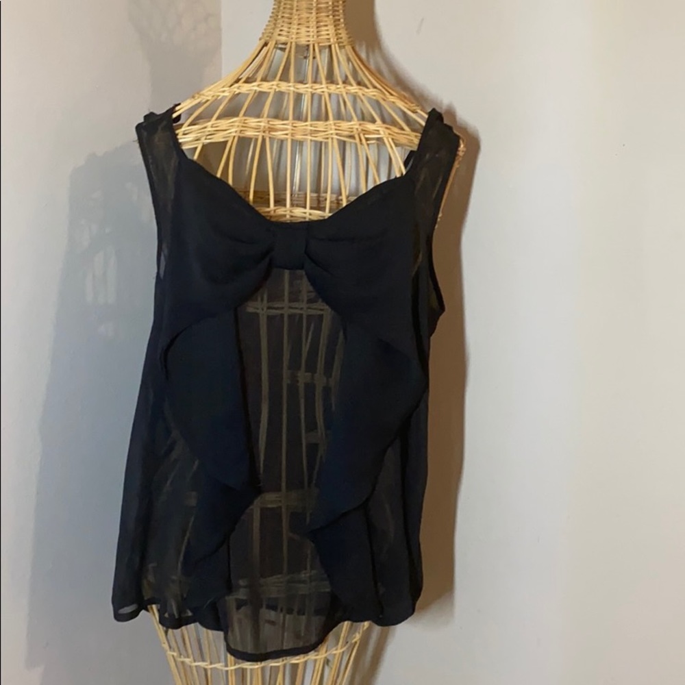 🌙✨ Black Bow Sheer Tank Top